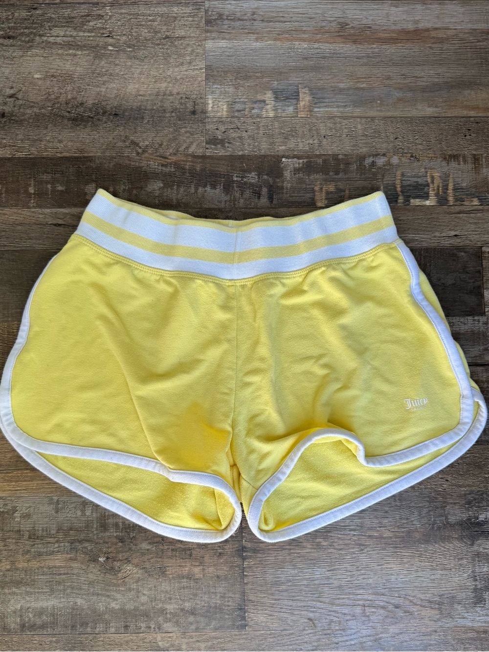 Juicy Couture Yellow Athletic Dolphin Shorts with White Trim